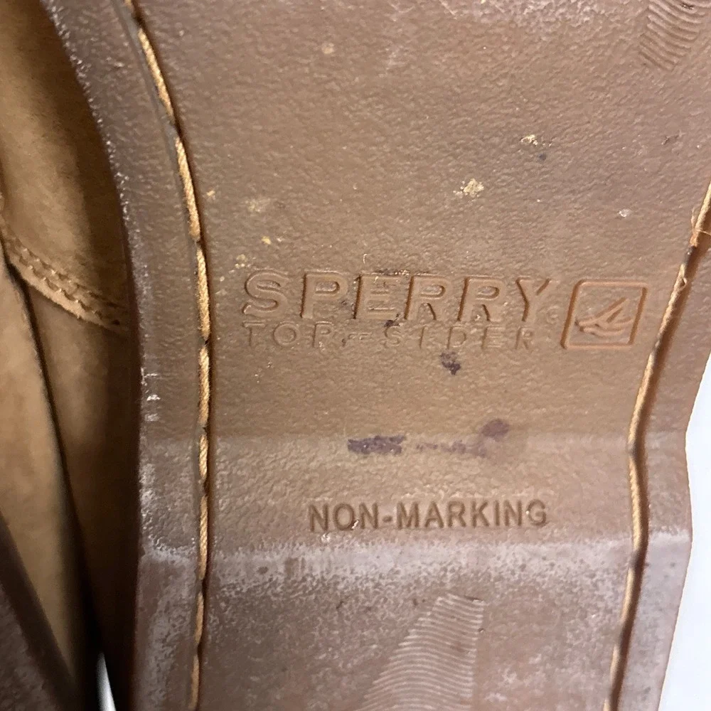 Sperry Boat Shoes 13M Tan Leather Moccasin Toe Casual Preppy Non Marking Classic